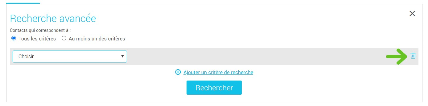 Pour supprimer un critère de recherche