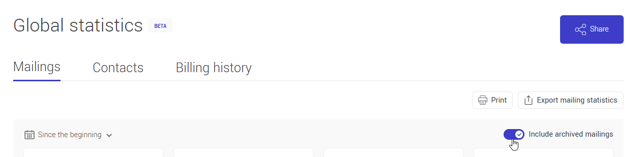 Include archived mailings switch option