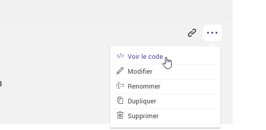 Obtenir le code dans le menu d'actions des formulaires