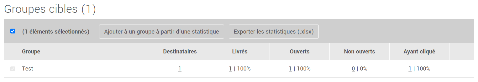 Ajouter à un groupe statistique